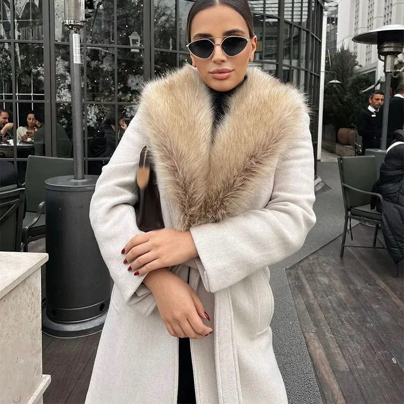 Women's Coat Elegance Luxury Fur Collar