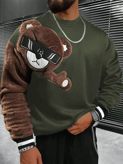 Men's Sweater Bear Appliqué Soft Plush