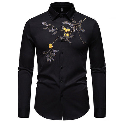 Men's Elegant Embroidered Long-Sleeve Shirt