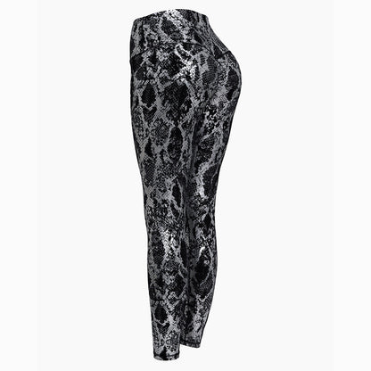 Women's Sports Leggings Snake Print High-Waisted