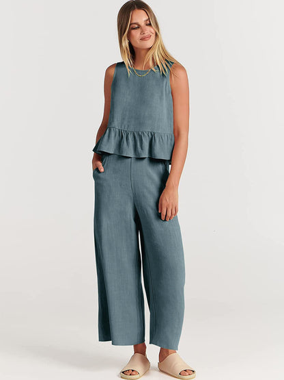 Women's Two-Piece Set Elegant Ruffle Detail