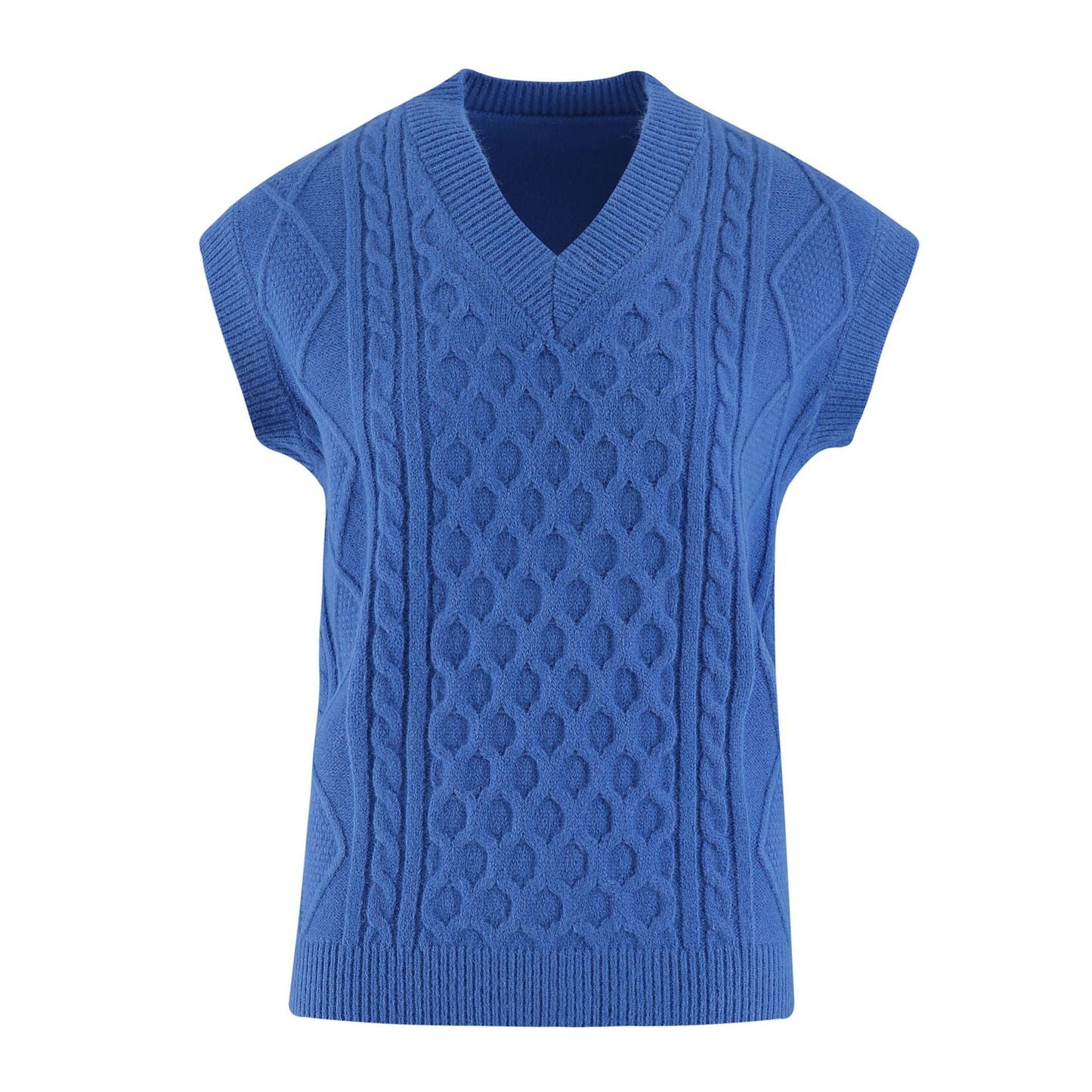 Women's Knitted Vest V-Neck Cable Knit Elegant Clothing