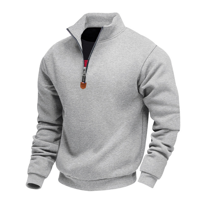 Men's Sporty Half-Zip Stand-Up Collar Jumper