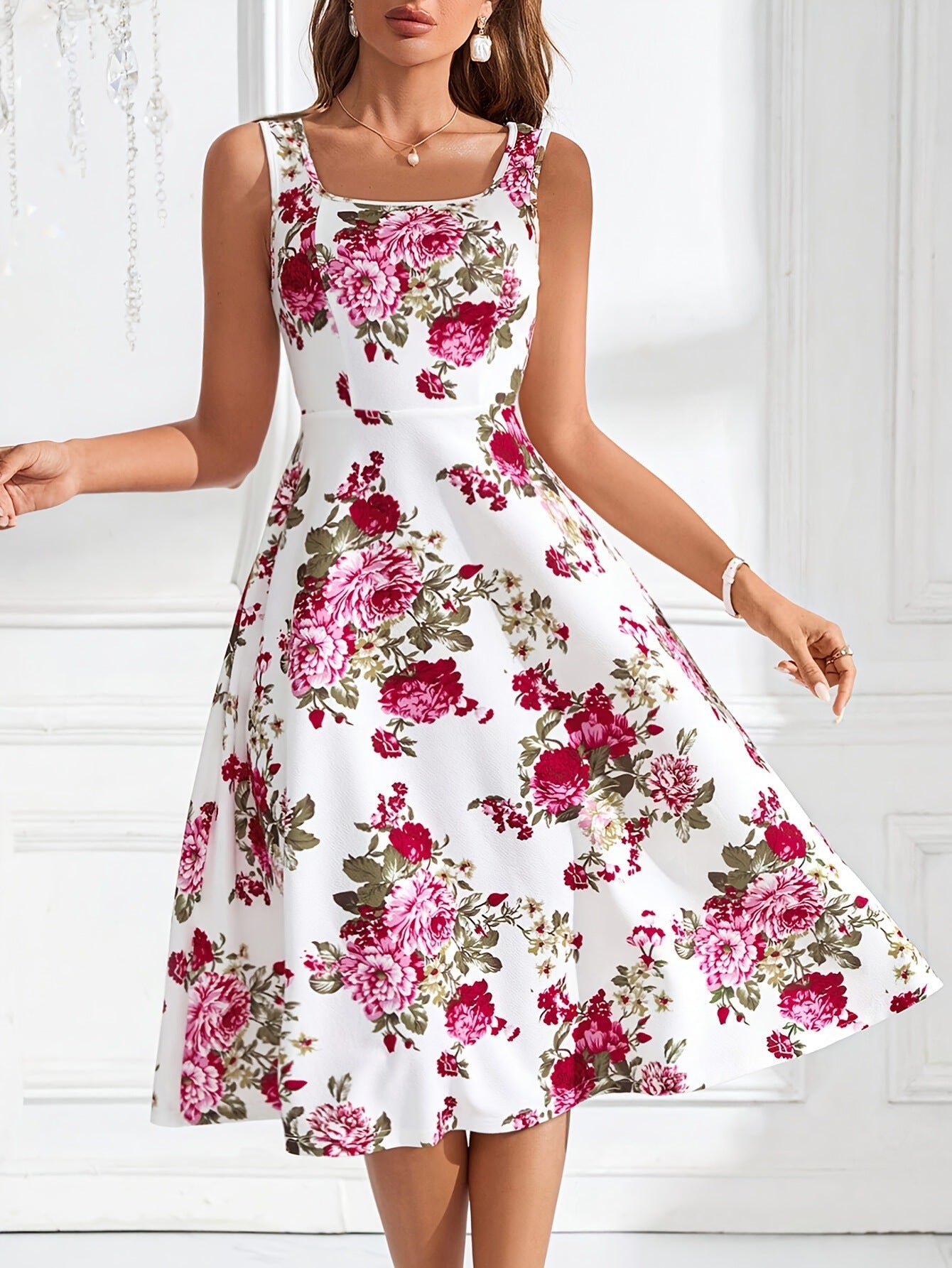 Women's Summer Dress Floral Print Flowy Elegant