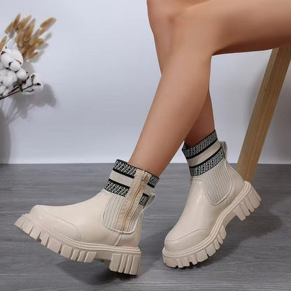 Women's Biker Boots Sturdy Elastic
