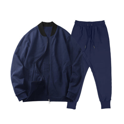Men's Sporty Elastic Leisure Suit with Pockets