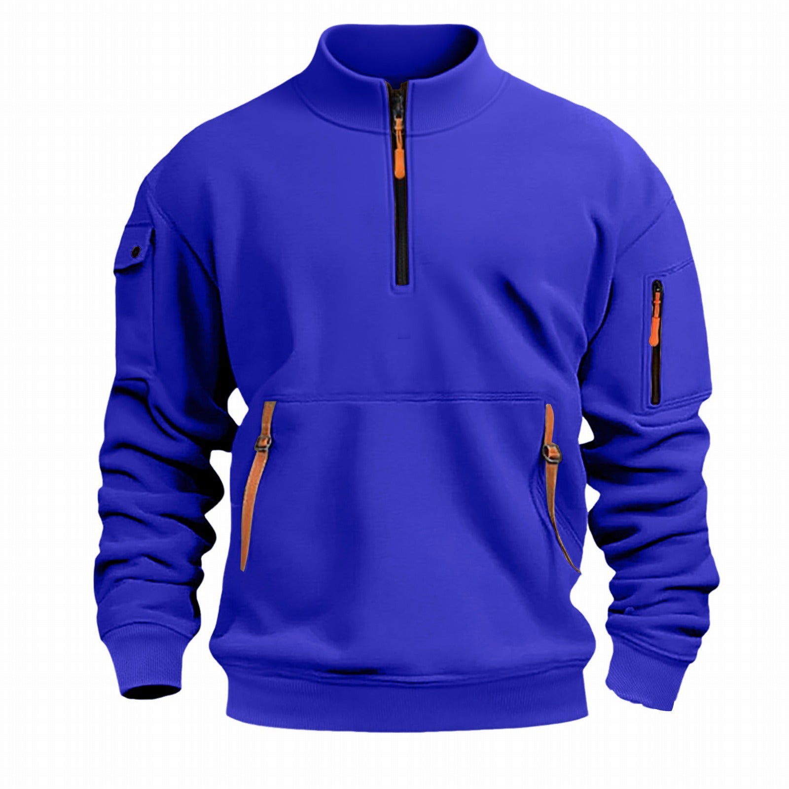 Herren Outdoor Pullover Praktisch Reißverschluss Taschen - IdealeKleiden