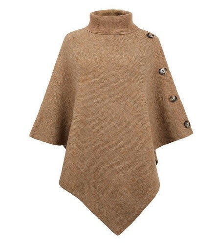 Women's Poncho Knit Modern Buttons