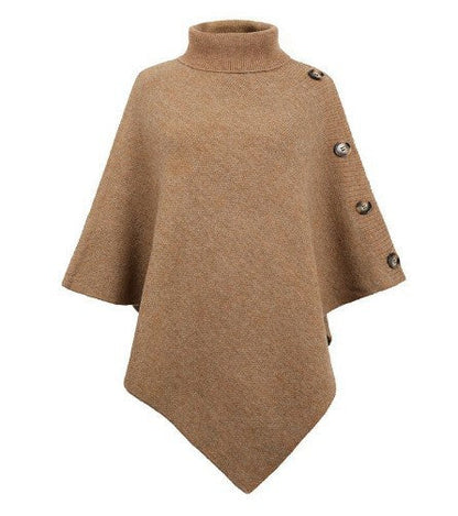 Women's Poncho Knit Modern Buttons