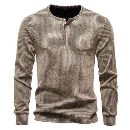 Men's Long-Sleeve Shirt Striped Pattern Modern Style