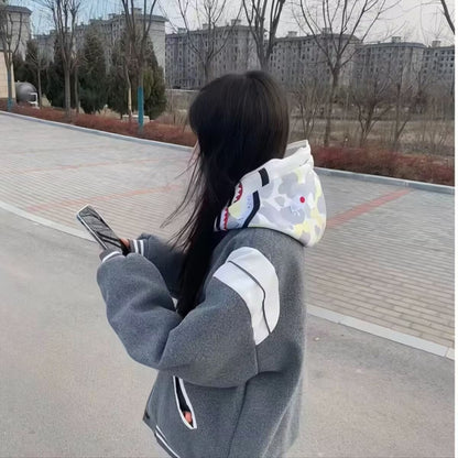 Retro Varsity Jacket Casual Striped Sporty