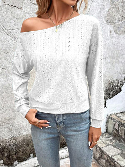 Women's Sweatshirt Casual Asymmetric Eyelet Pattern Trendy