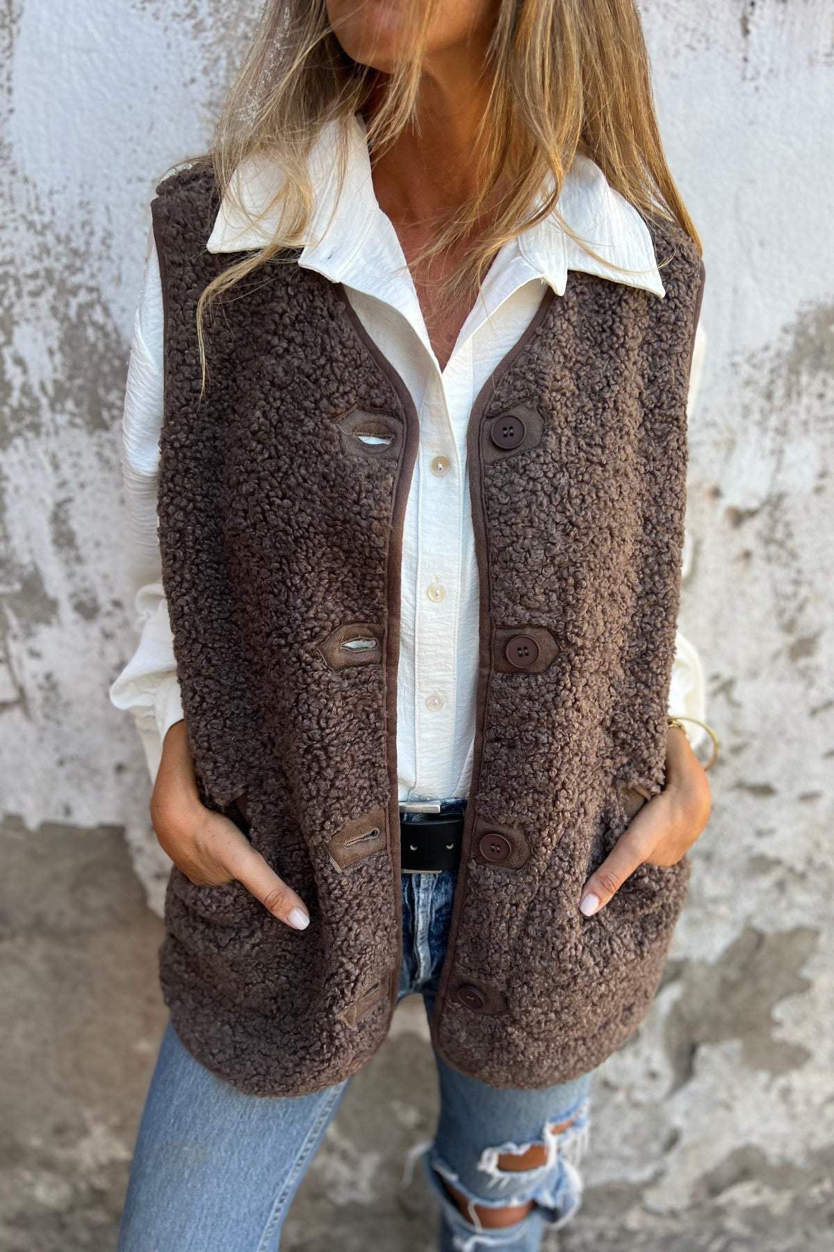 Elegant Sherpa Vest Women's Jacket