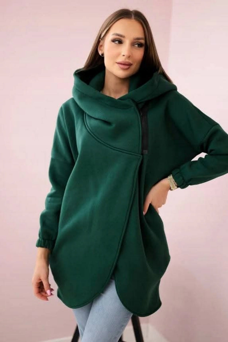 Stylish Asymmetrical Zipper Sweatjacket