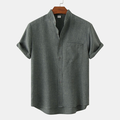Men's Short-Sleeved Modern Stand-Up Collar Shirt