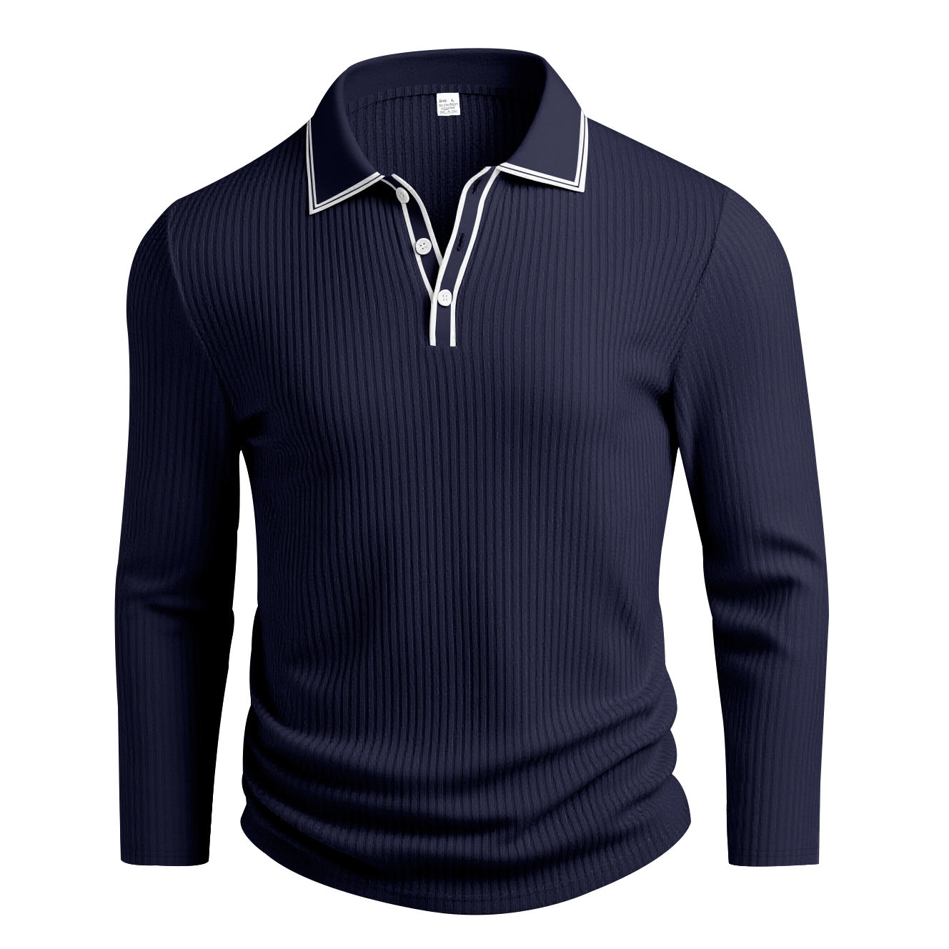 Herren Polohemd Langarm Elegant Struktur