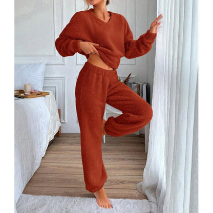 Damen Fleece Lounge Set Weich Elastisch Bequem