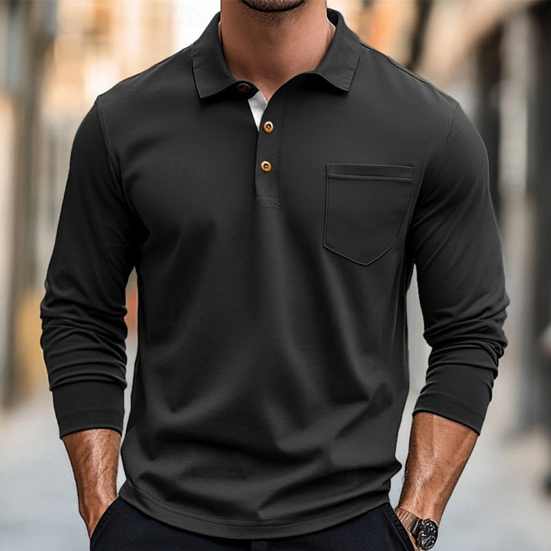 Slim Fit Long Sleeve Cotton Polo Shirt Elegant