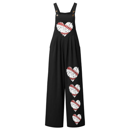 Women's Overalls Heart Pattern Trendy Chic