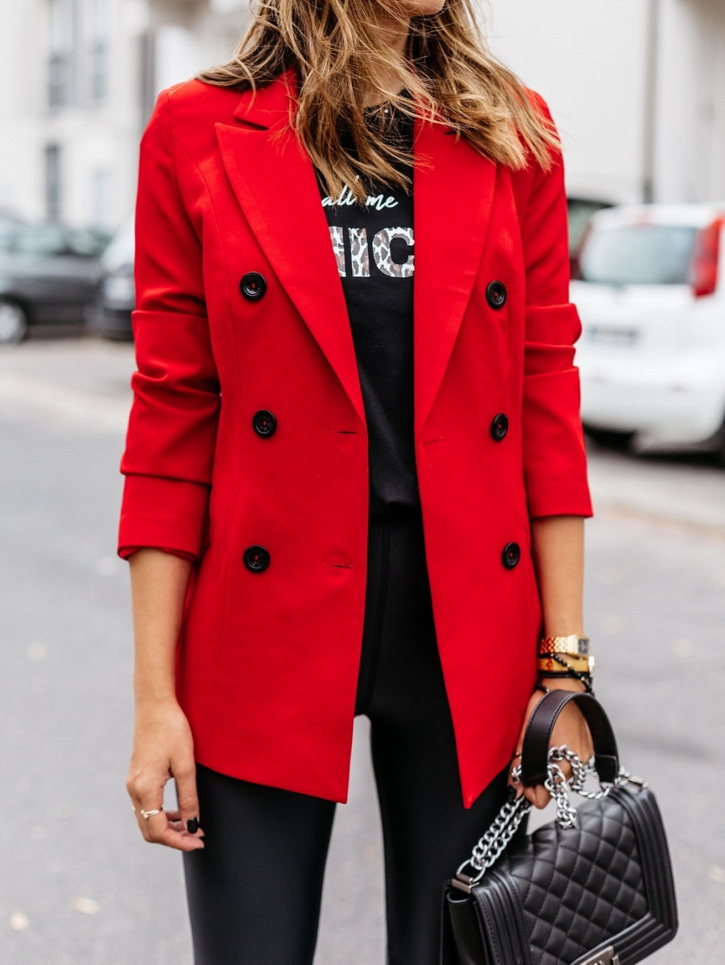 Women's Blazer Elegant Tailored Double-Breasted