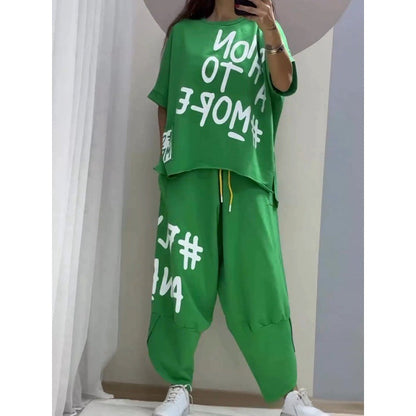 Damen Sportliche Set mit Oversize T-Shirt und Bequeme Jogginghose