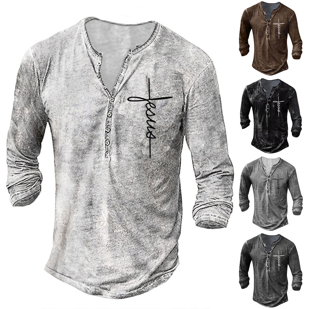 Herren Langarm-Shirt Grafikdruck Trendy Casual - IdealeKleiden