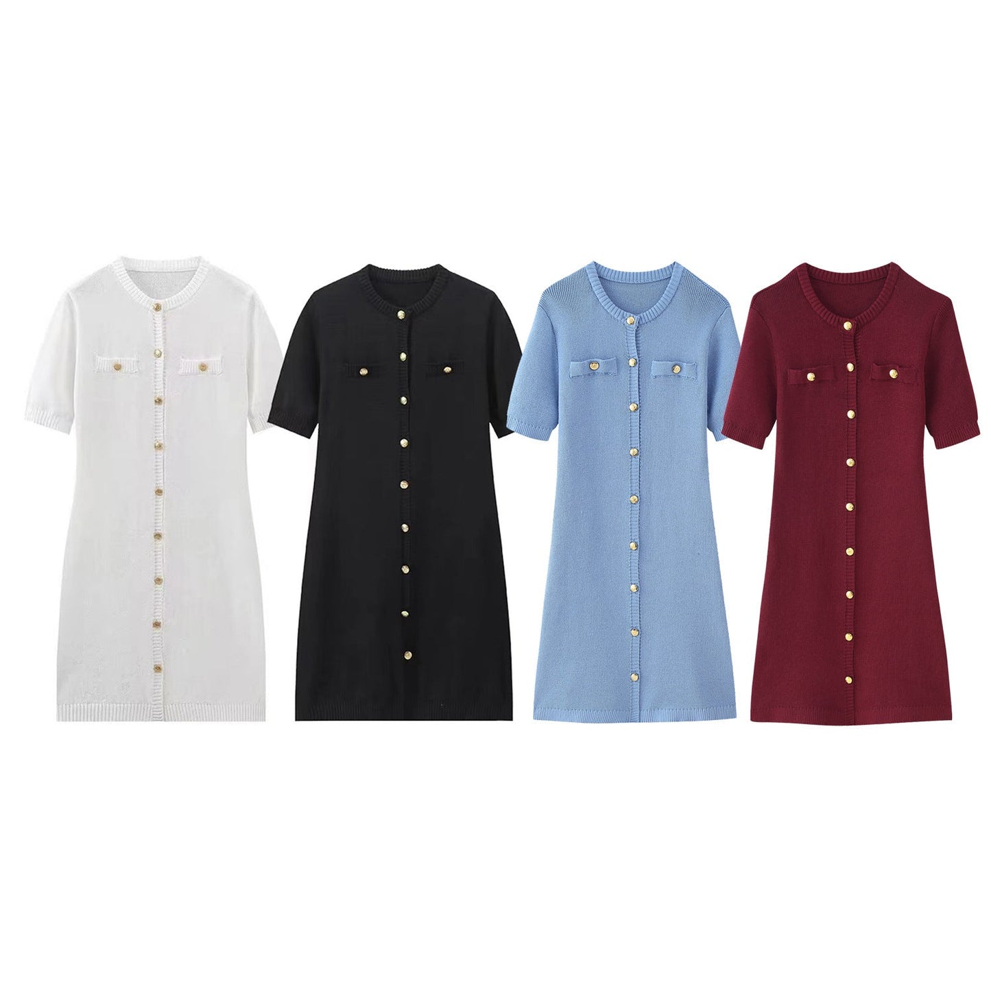 Women's Elegant Short-Sleeved Knitted Dress