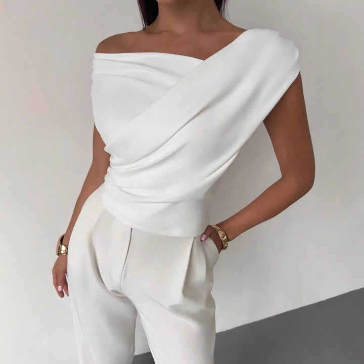 Damen Oberteil Elegant Asymmetrisch Schnitt