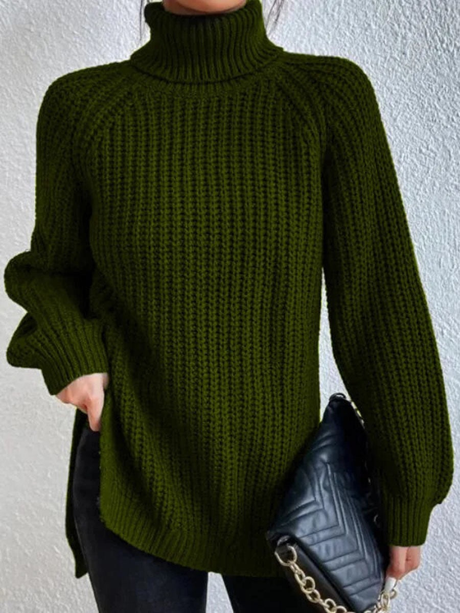Women's Knitted Jumper High Neck Honeycomb Pattern Elegance