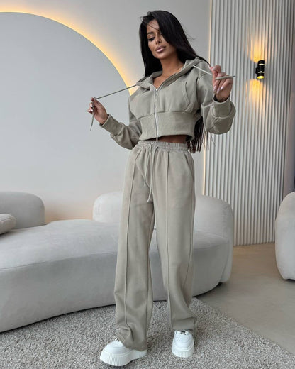 Women's Sport Hoodie Set Loose Fit Elastic