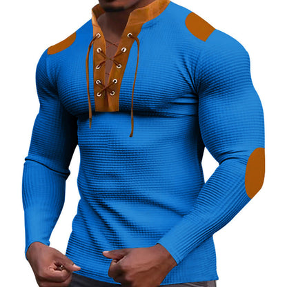 Men's Long-Sleeve Structured Modern Lace-Up Design