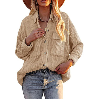 Women's Oversized Blouse with Texture and Buttons