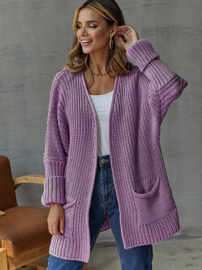 Oversized Cardigan with V-Neck and Pockets