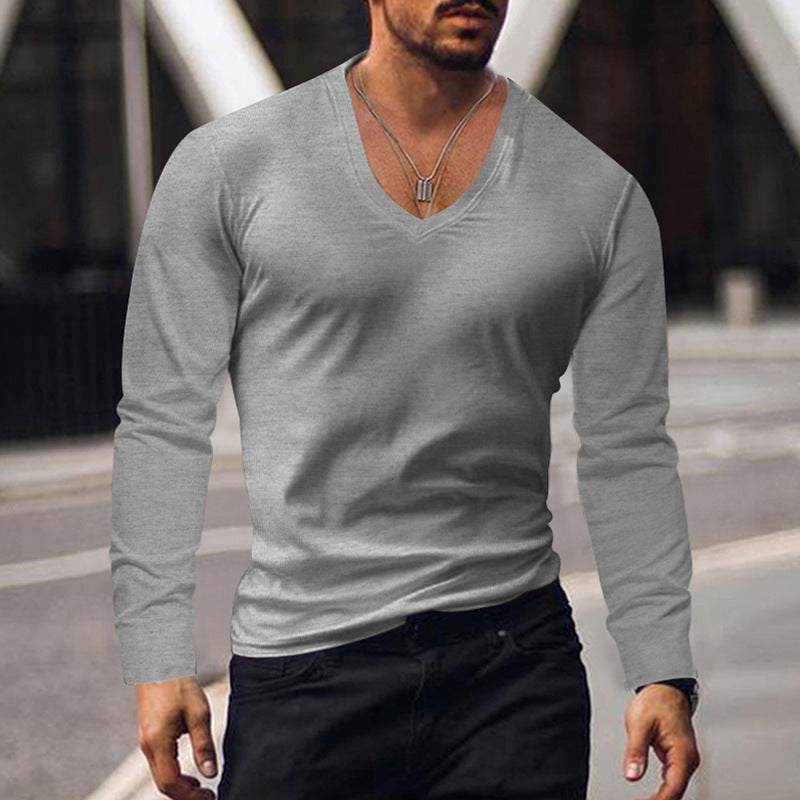 Men's Long Sleeve V-Neck Comfort Cotton