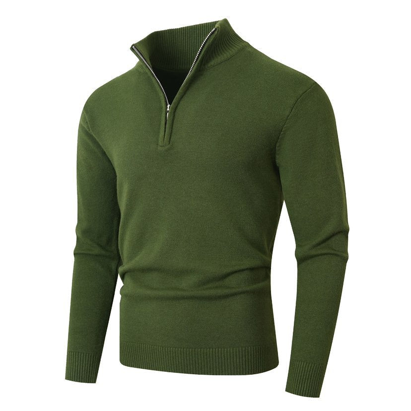 Men's Modern Pullover Half-Zip Textured Fabric
