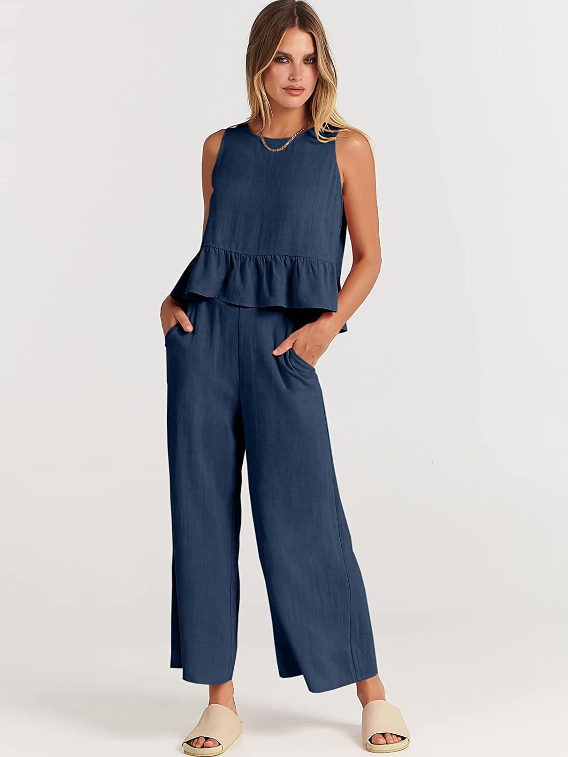 Women's Two-Piece Set Elegant Ruffle Detail