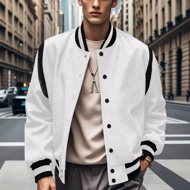 Men's Retro Varsity Jacket Sporty Contrast Sleeves