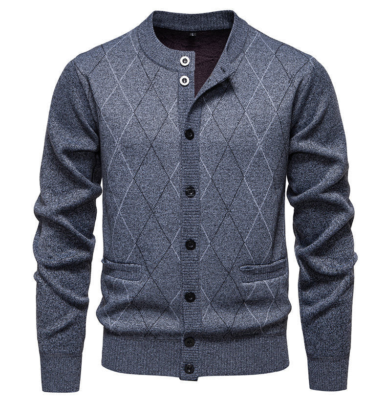 Men's Cardigan Modern Diamond Pattern Elegant