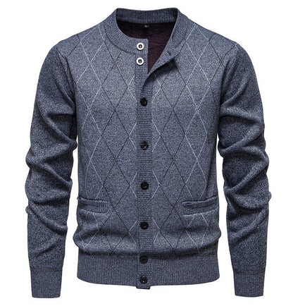 Men's Cardigan Modern Diamond Pattern Elegant