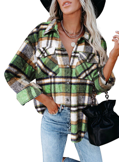 Women's Flannel Plaid Blazer Soft & Comfortable