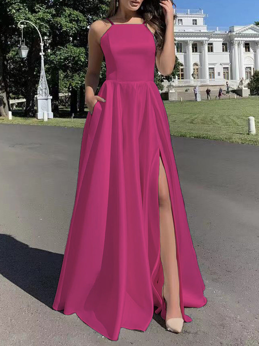Elegant Evening Dress Women Long Straps Slim