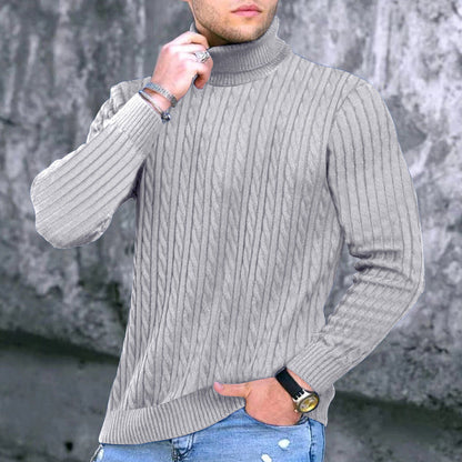 Men's Turtleneck Sweater Elegant Cable Knit Design