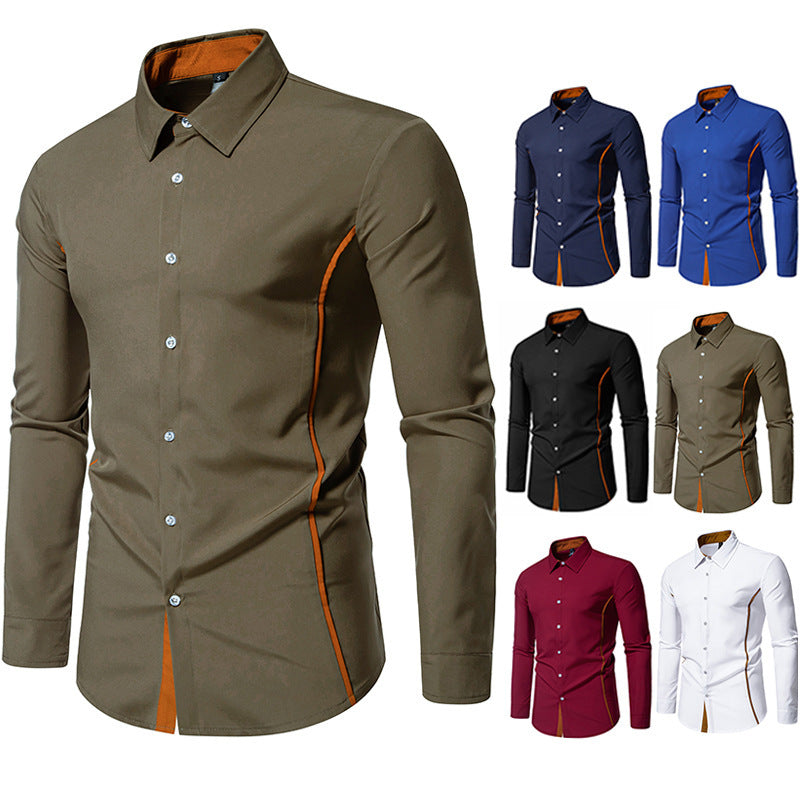 Herren Langarmhemd Modern Kontrast Details - IdealeKleiden