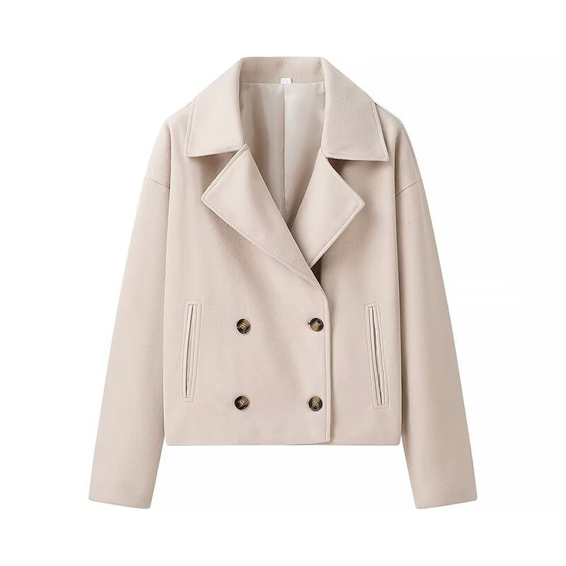 Women's Wool Double-Breasted Chic Winter Jacket