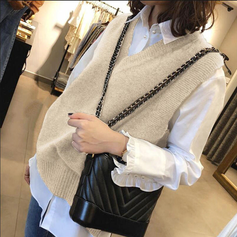Women's Knitted Vest Sleeveless V-Neck Fashionable
