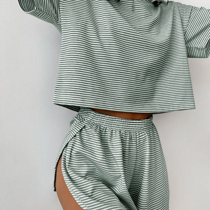 Women's Casual Set Short Sleeve Top and Shorts Summer