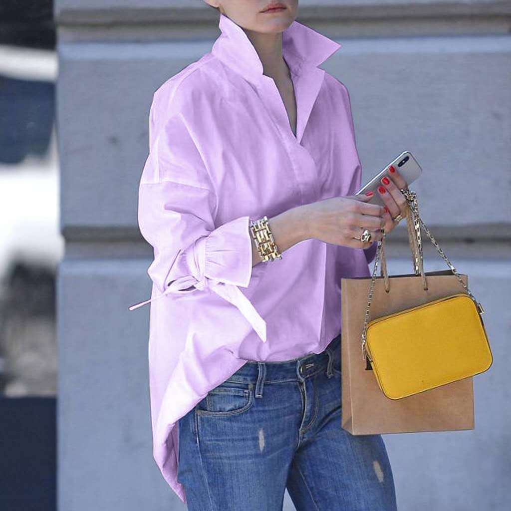 Women's Oversized Blouse Lace Tie Sleeves