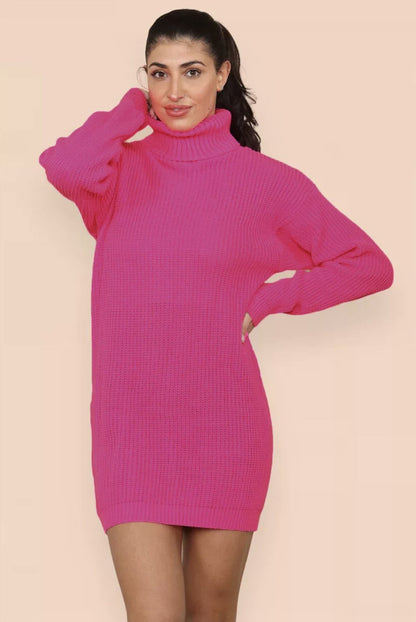 Women's Knitted High-Neck Elegant Dress