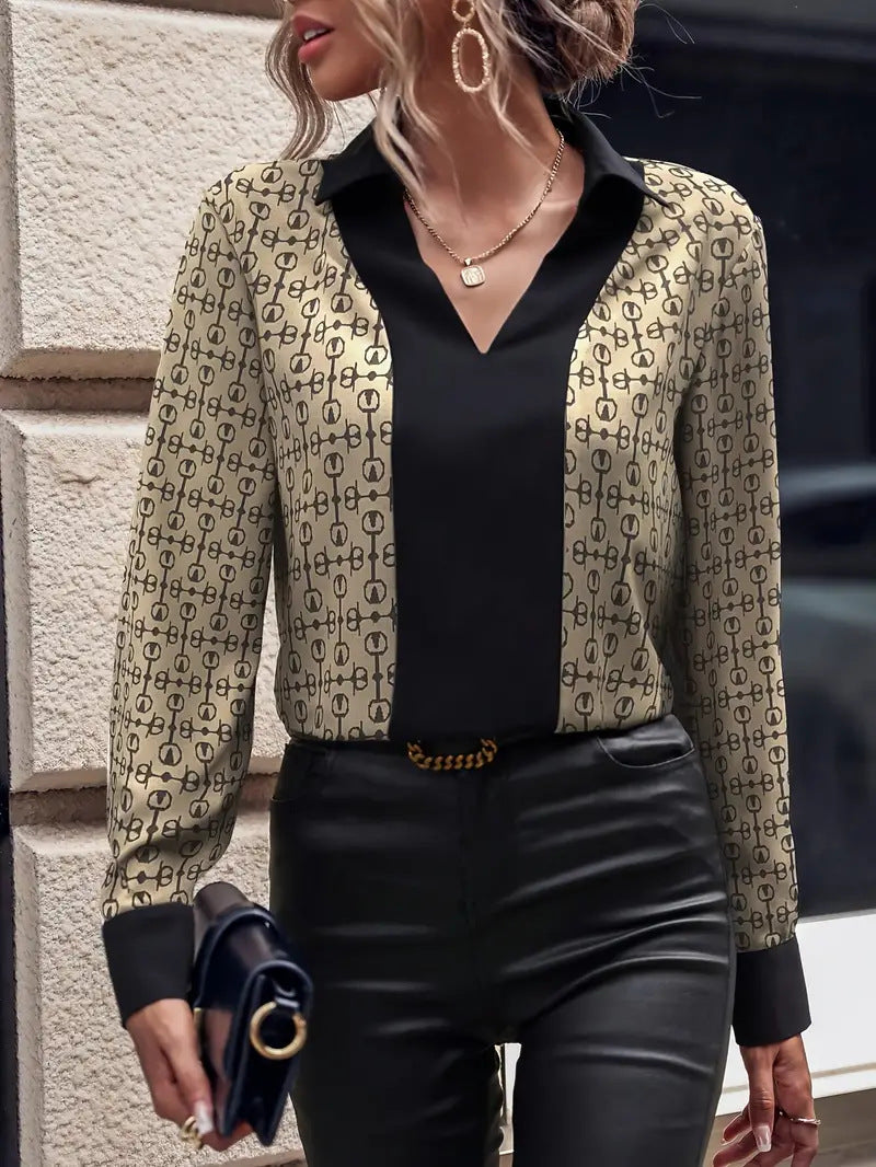 Women's Blouse Modern Pattern Elegant V-Neck