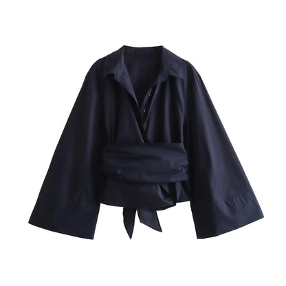 Elegant Women's Blouse Wide Sleeves Tailored Fit